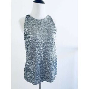 Ann Taylor | Womens Cami Sequins Top Size M Sleeveless Crewneck Tank Gray